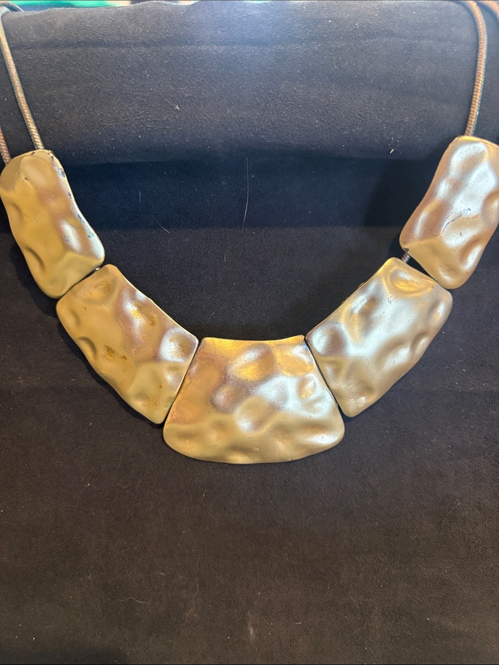 Matte Gold Hammered Panel Collar Necklace for Women